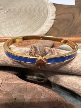 kate spade Gold-Tone Bracelet with Blue Enamel and Spade Charm